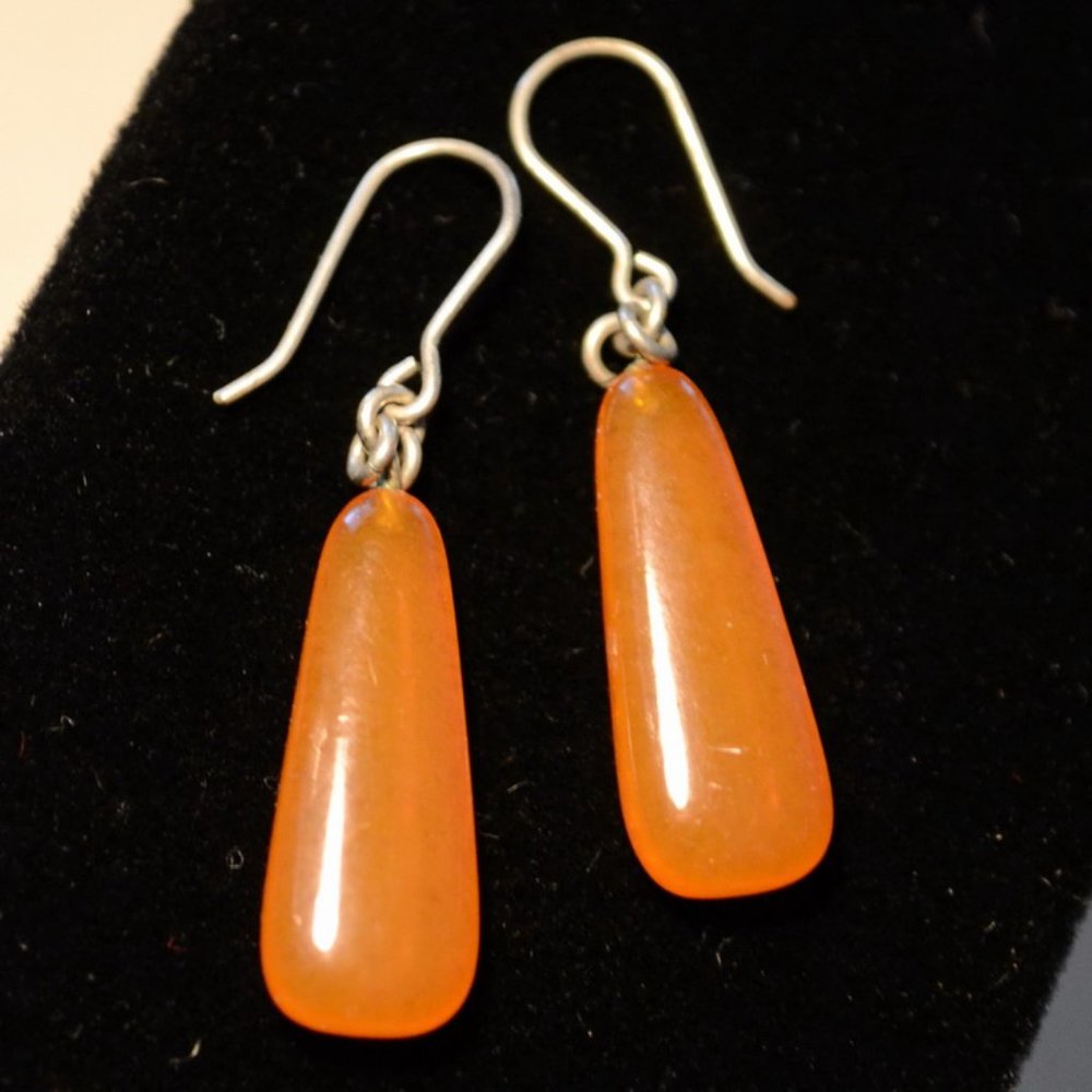 Vintage Amber Lucite Dangle Earrings